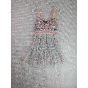 Janet Paris Women's Medium Pink Pastel Floral Lace Fit and Flare Dress*READ*